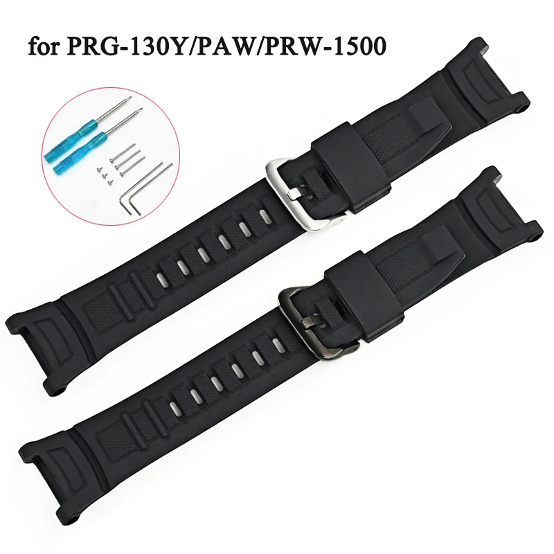 Резиновый ремешок для Casio PROTREK PRW-1500 PAW-1500 PRG-130, мужской спортивный водонепроницаемый сменный ремешок из ТПУ для часов, браслет с инструментами