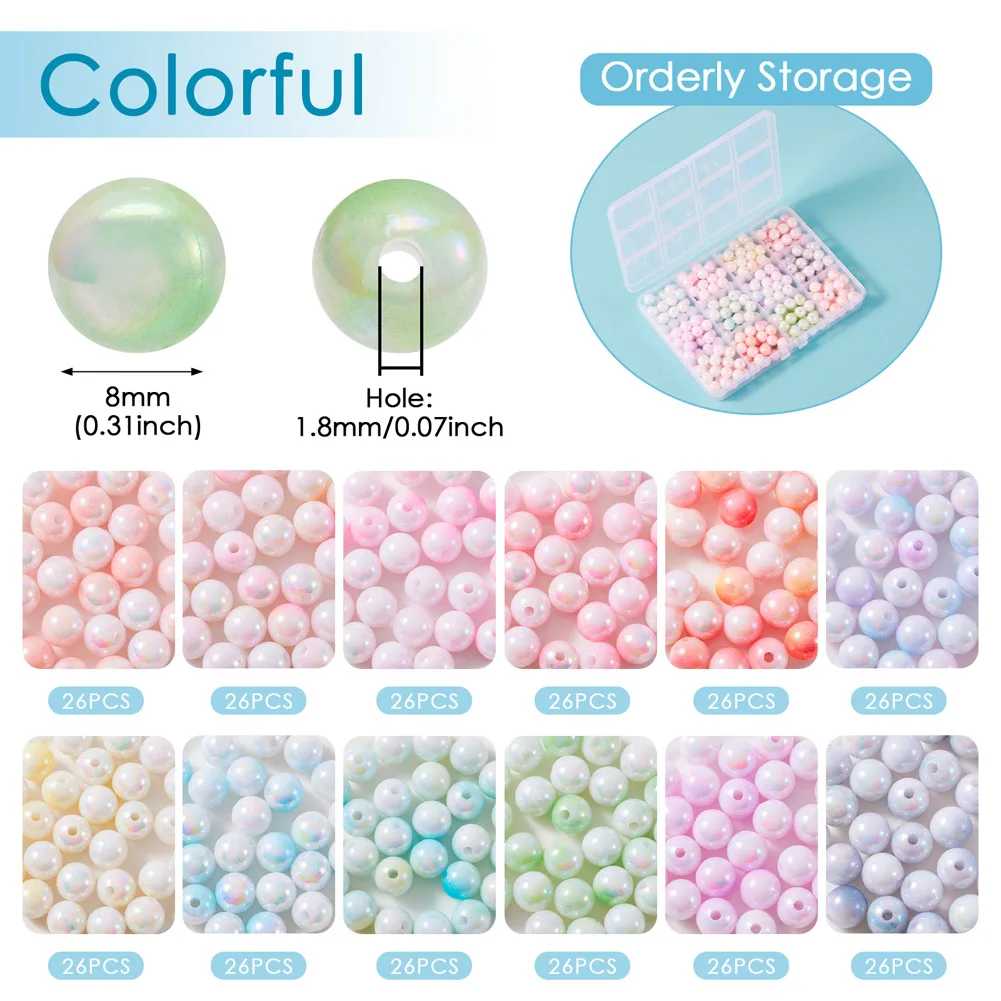 312Pcs Round Acrylic Beads Opaque Colorful Chunky Ball Bead Spacers for DIY Crafts Bracelets Necklaces Earrings  Jewelry Making