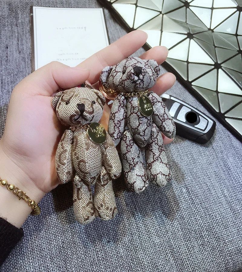 New Creative Cute Cartoon Cloth Bear Keychain Pendant Fashionable Men and Women Couple Keychain Bag Pendant