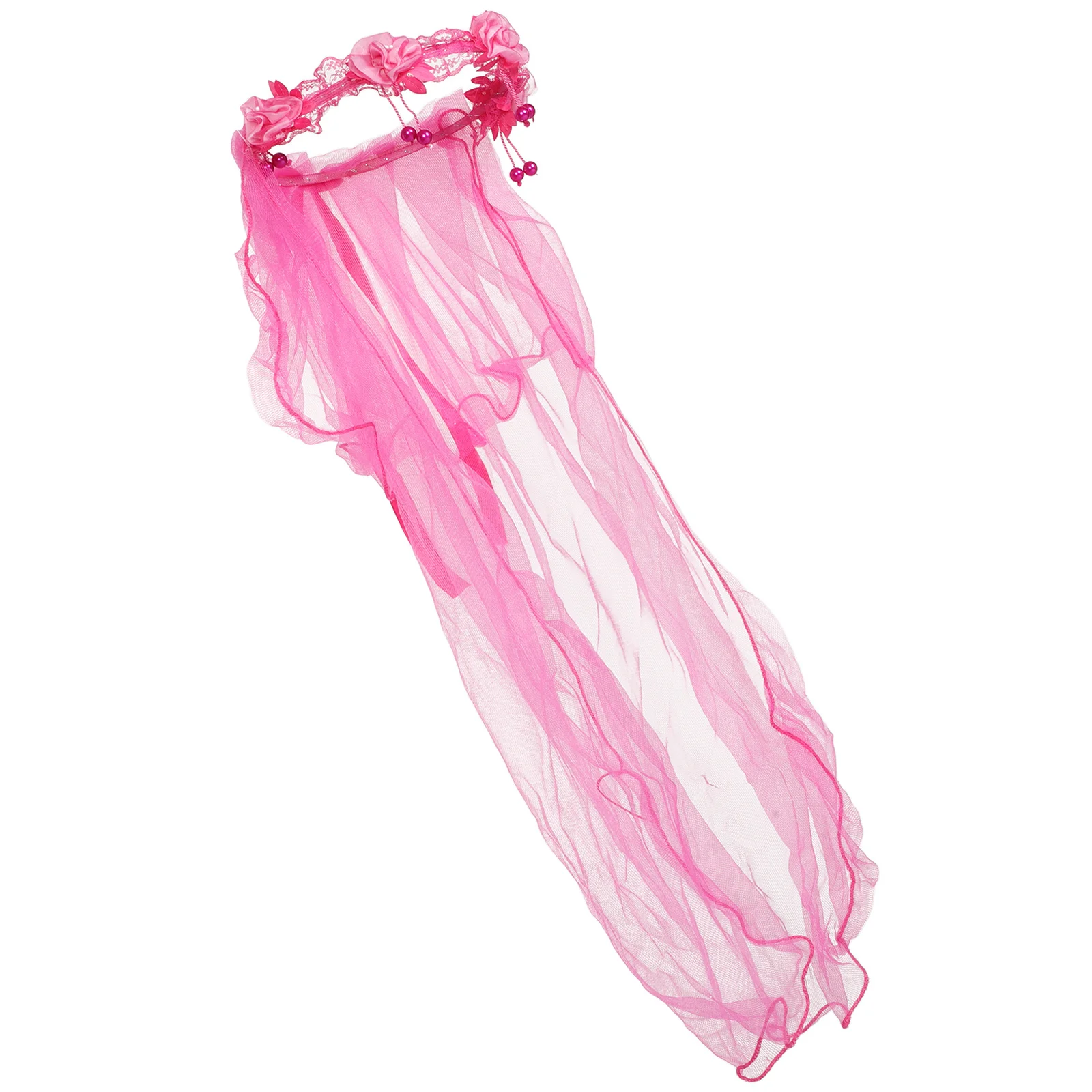 

Two Layers Lace Wedding Veil White Floral Headband Tulle Communion Veil Birthday Party Wedding Wreath Hairband