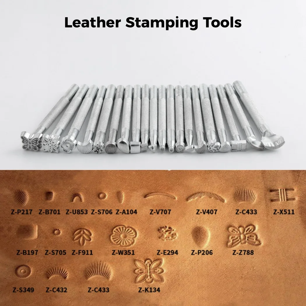 20Pcs/Set Pottery Stamps For Embossing Leather Tools Stainless Steel Flowers Punch DIY Ceramic Manual Stamp Printing Mold Set