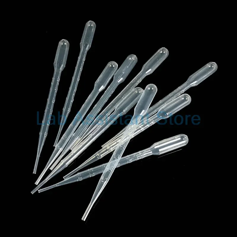 100/200/300/500/1000pcs Laboratory Clear 3ml Plastic Graduated Pipette, Plastic Dropper, Disposable Pasteurized Pipette