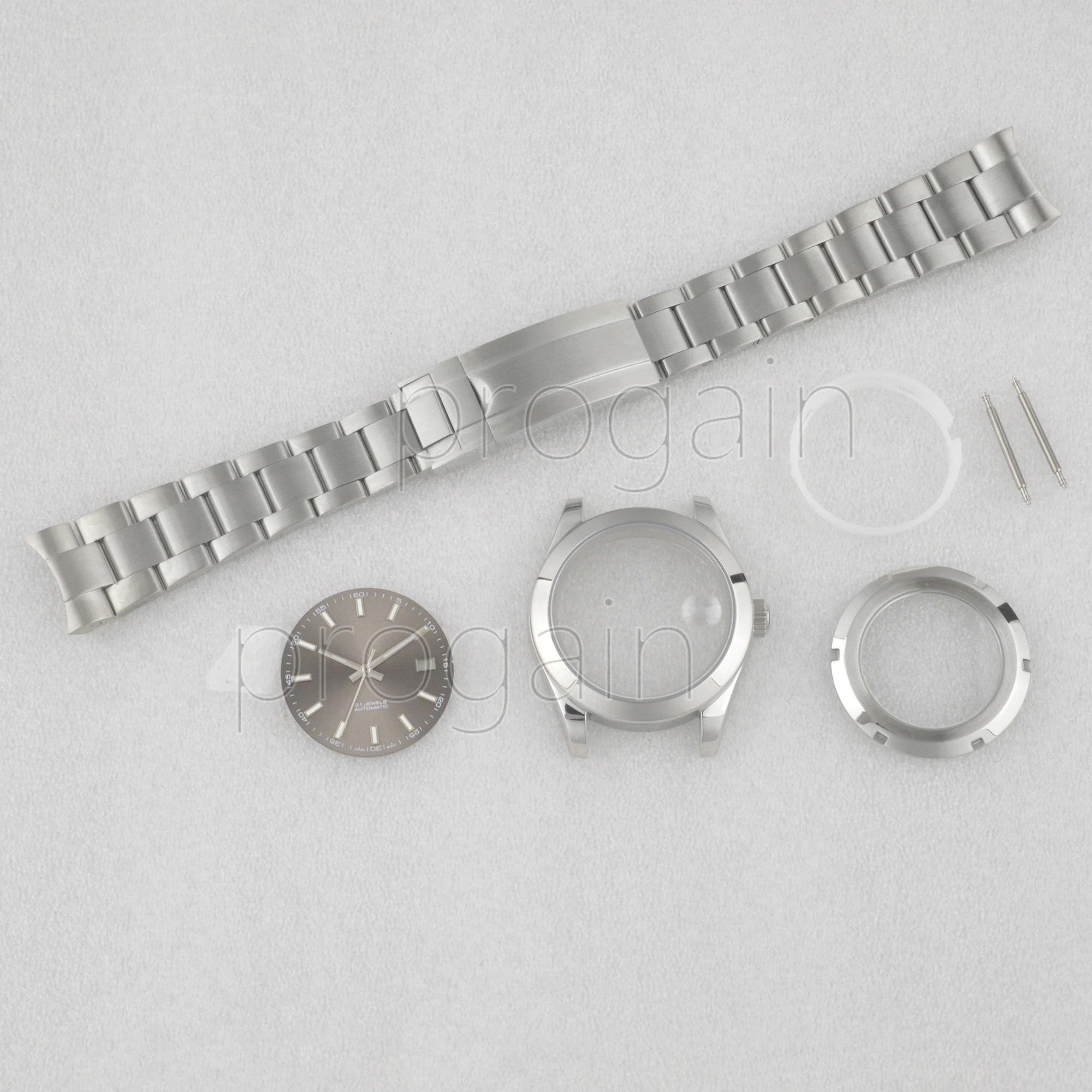 NH35 Watch Case 41MM Datejust 31MM Dial 20MM Strap Luminous Hands Pointers Silvery Waterproof Watch Parts for NH36 Movement Mod