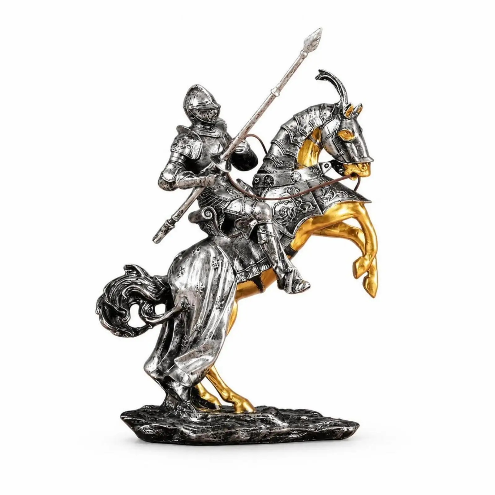 Knight on Horse Figurine Realistic Details Armored Knight on Horse Collectible