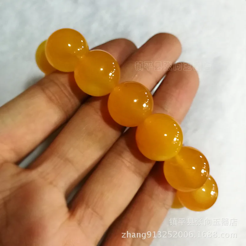 Ice Yellow Round Bead 0.8--2.0mm Chalcedony Agate Bracelet