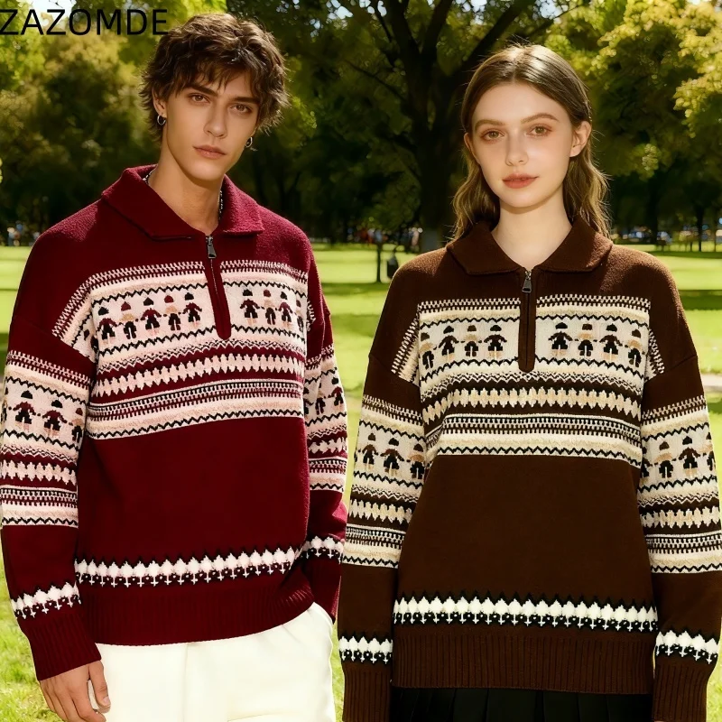 ZAZOMDE 2025 البوهيمي نمط نصف البريدي سترة للنساء الرجال خمر مستوحاة القبلية طباعة فضفاضة تناسب متماسكة البلوز تصميم فريد من نوعه #4