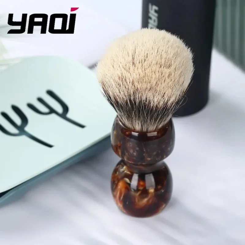 

YAQI Caramel 26 мм двухполосная мужская щетка для влажного бритья с волосами барсука