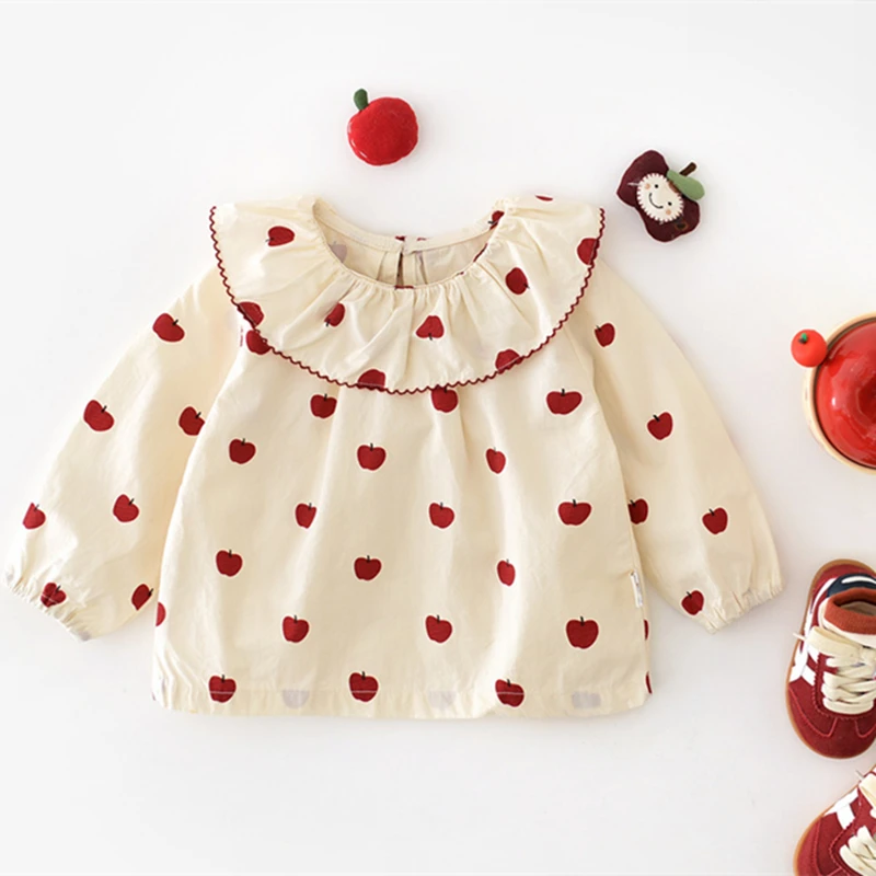 

12M-3T spring autumn child kids girls cotton cute full sleeve blouse