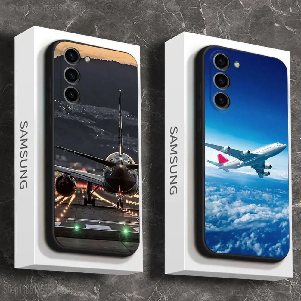 

Airplane Plane Phone Case For Samsung Galaxy A 73,72,51,53,52,71,22,5G,Note,J7,8,9 Soft Black Cover