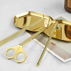 4 Piece Wick Trimmer Snuffer Kit Candle Differ Tray Golden Retro Candlestick Scented Candle Accessories Supplies Craft Ornaments