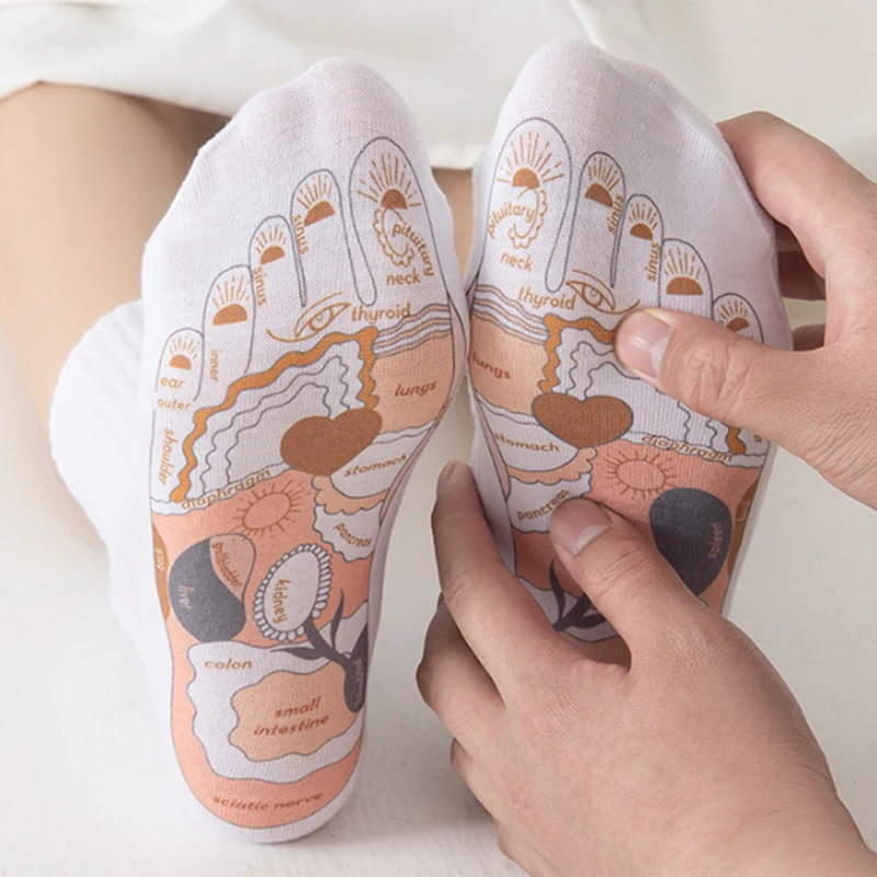 Chaussettes d'acupression de massage des pieds avec bâtons, chaussettes de rérolologie, yoga, diagramme de point d'acupression, 1 paire