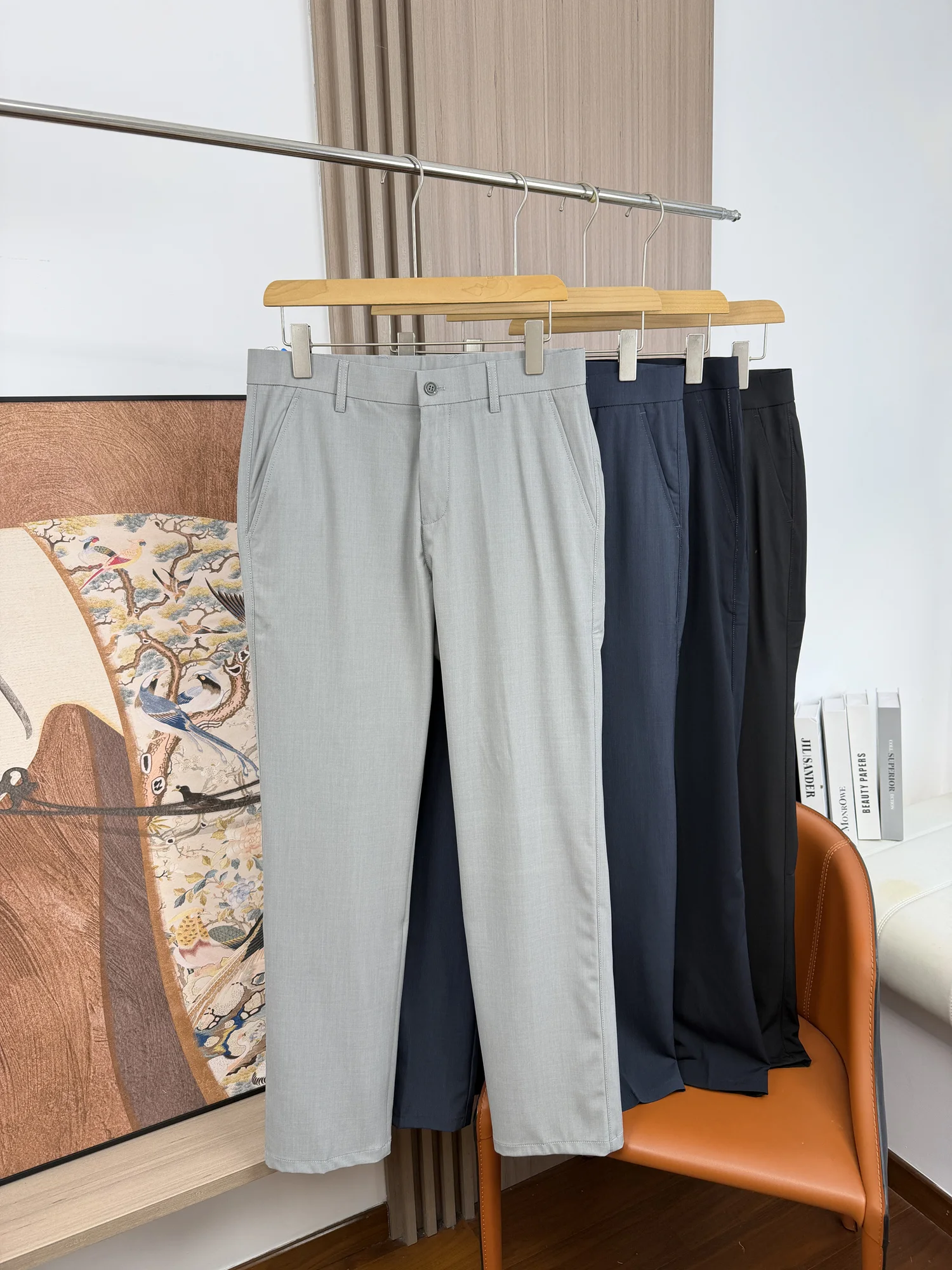 Silky Drapey Men's Casual Pants Versatile Comfortable Spring Summer Business Commute Breathable Straight Leg mid Waist