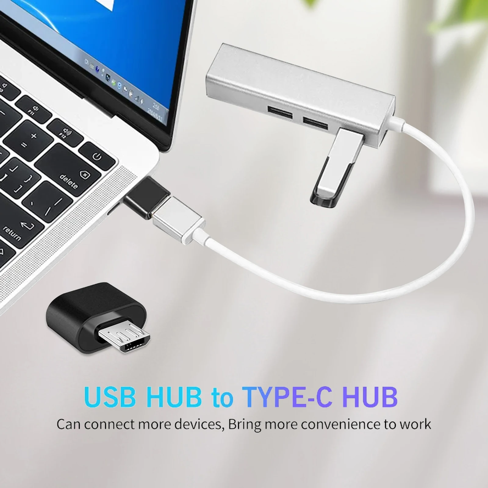 5pcs USB-C Adapters: USB 3.0 OTG, Micro USB to USB-C, For Smartphones, Laptops, PCs, and More