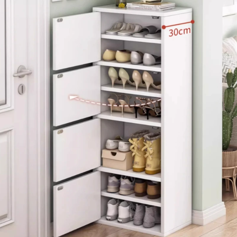 رف أحذية صغير ضيق للاستخدام الداخلي، مدمج على الحائط، رف أحذية، أثاث بسيط لخزانة الأحذية والغبار #4