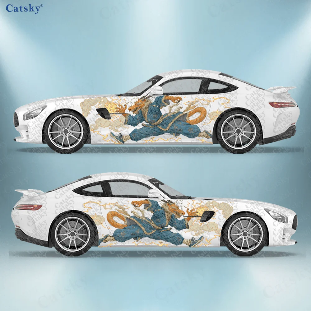 2pcs Kung Fu Dragon Sticker, Durable, Fade-resistant, Self-Adhesive PVC Waterproof & Scratch-Resistant Stickers