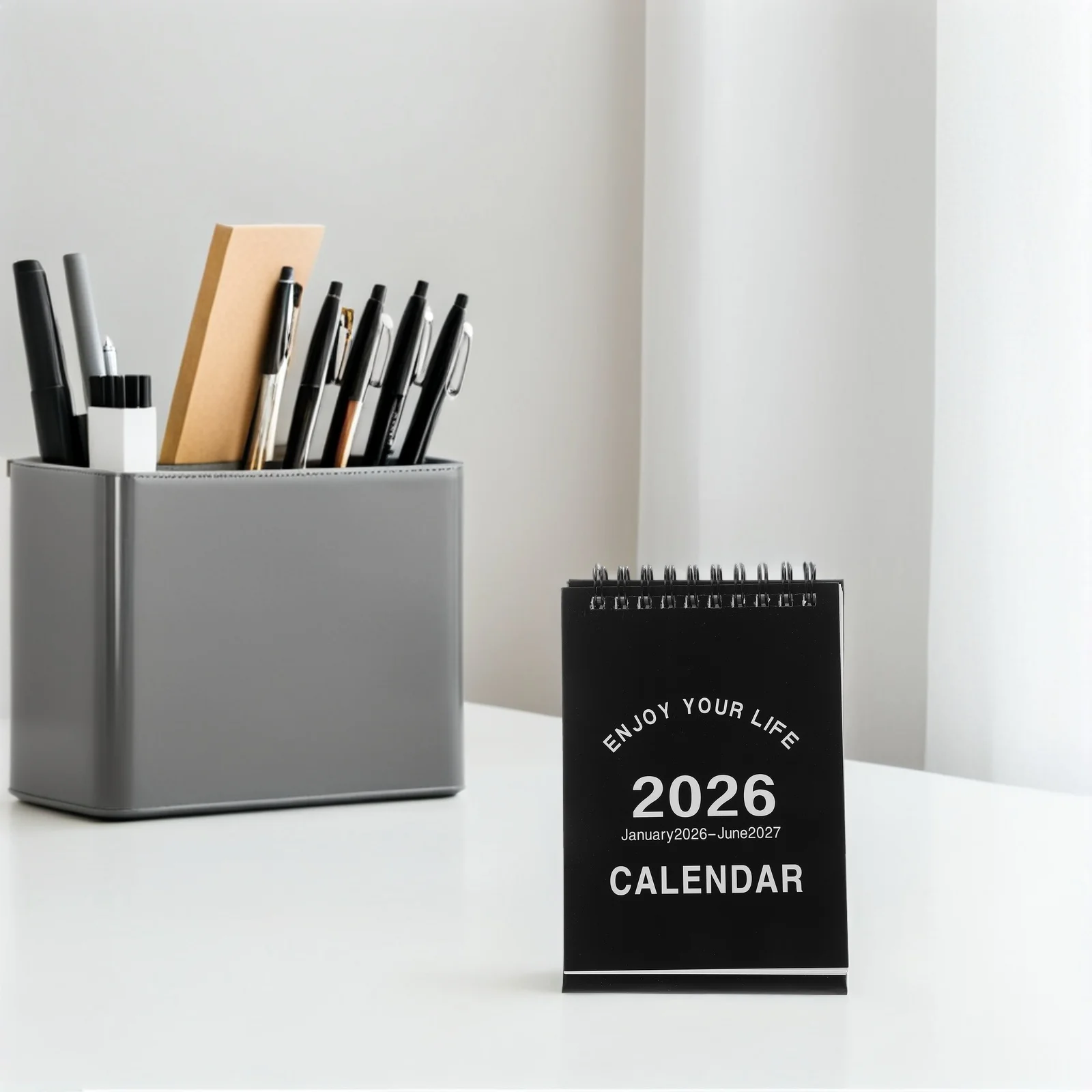2026 Mini Desk Calendar Compact Standing Flip Tabletop Calendar For Office Home School Use Smooth Writing Surface Chinese