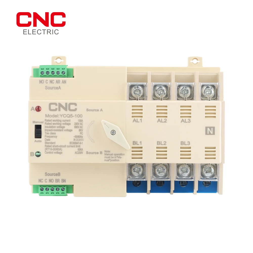 controlador ininterrupto 63a 100a do interruptor de transferencia automatica do poder duplo do ats do cnc ycq5100 4p 01