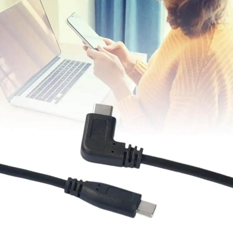 R53C USB Type C to Type C Charging Data Cable 60W 90 Degree for Gaming and Data Sync
