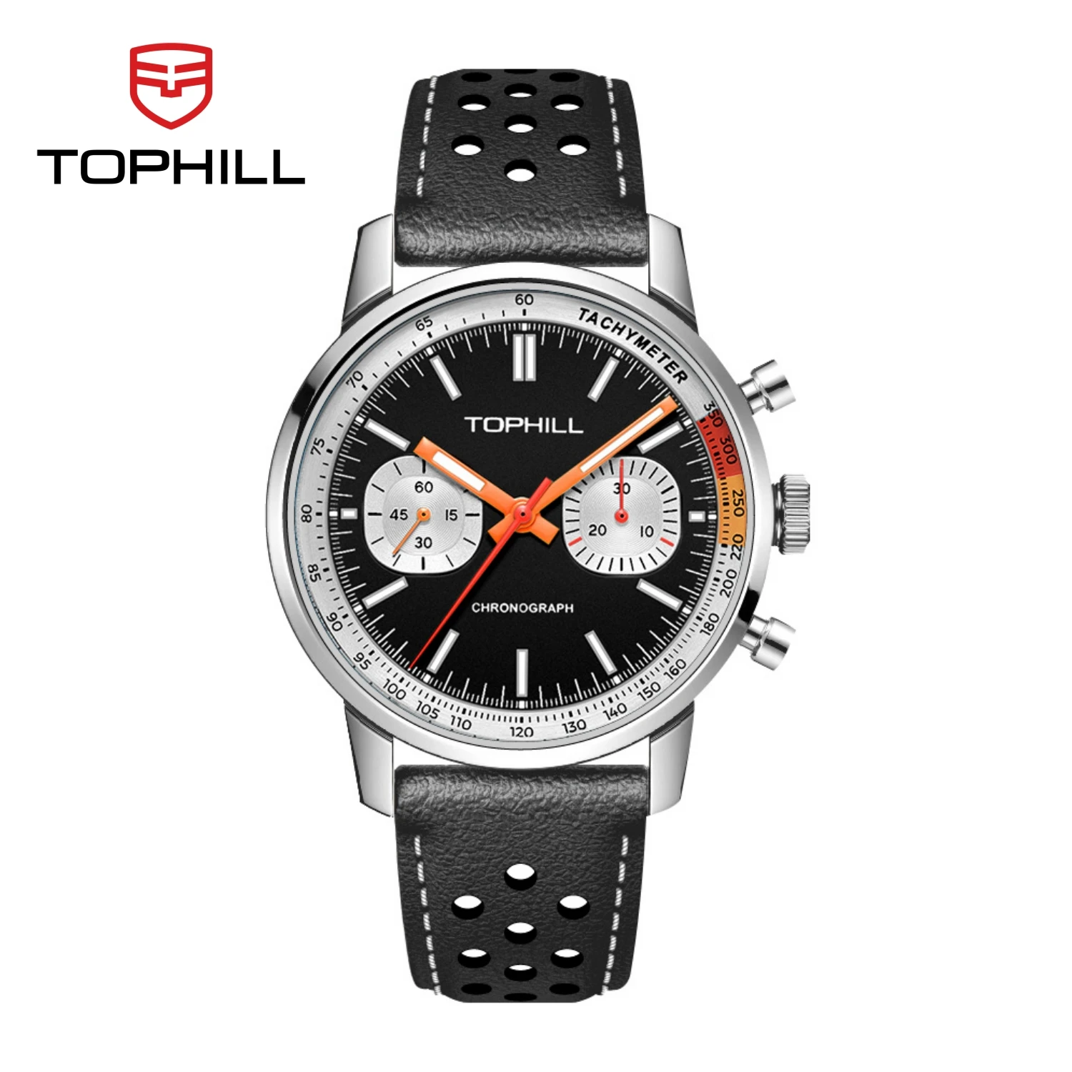 TOPHILL Retro Panda Chronograph Watches Man 40mm Hand-Wound ST1901 Mechanical Military Tachymeter Luminous Display Back TL025G