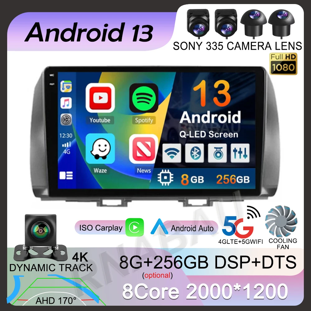 

Android 13 Carplay Auto Car Radio For Toyota bB 2 QNC20 2005-2013 2014 2015 2016 GPS Multimedia Player Stereo video WIFI+4G DSP