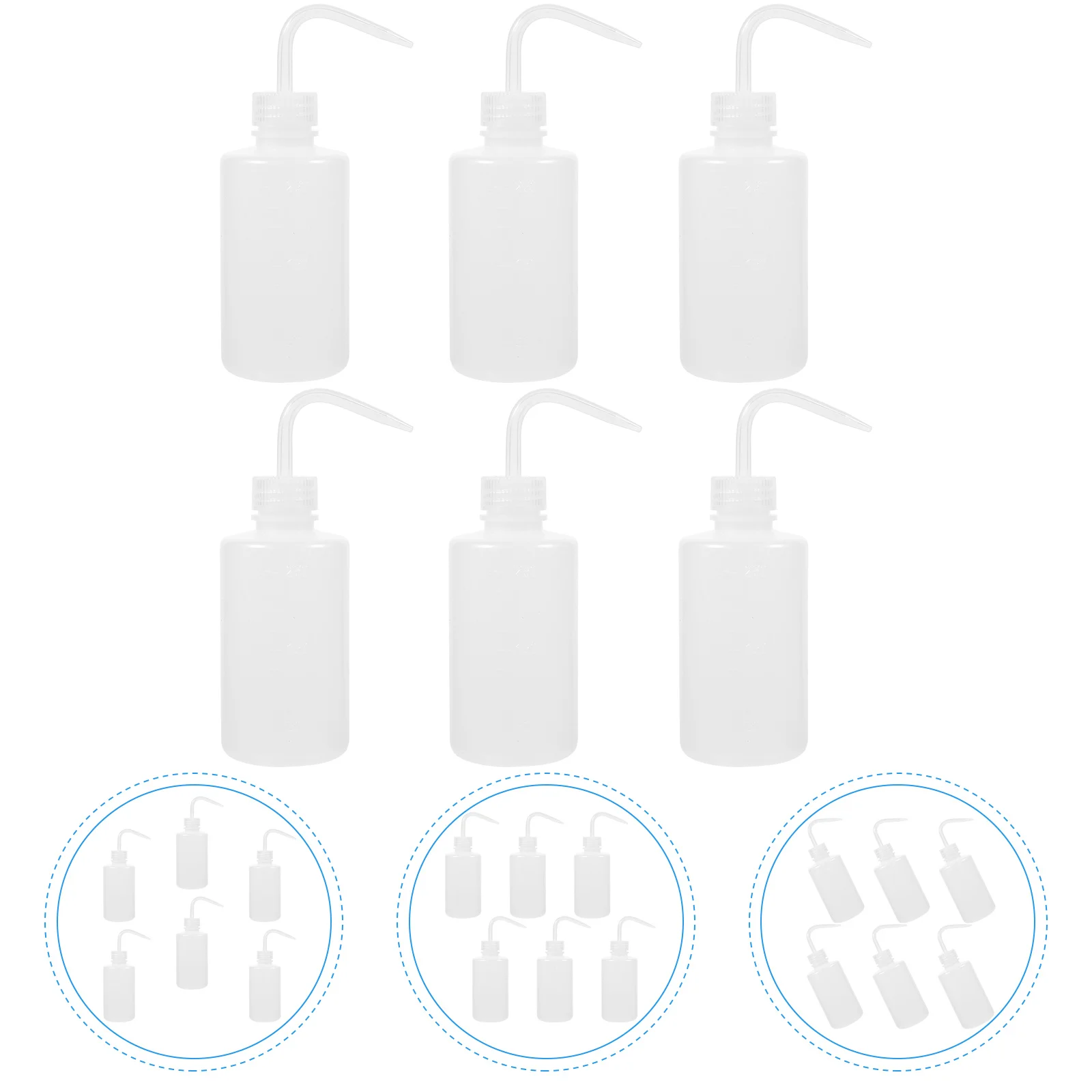 

6Pcs Durable Plastic Safety Wash Bottles with Nozzle Caps for Condiments Oils Cosmetics Storage Squeeze Bottles