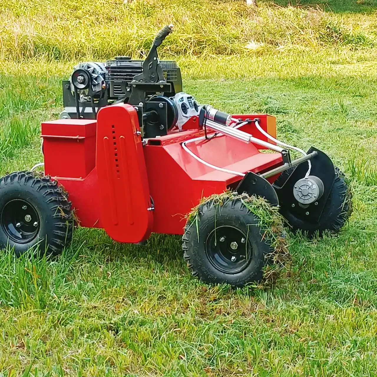 

2025 Flail drive wireless Remote Control Lawn mower, oil-electric Hybrid Orchard Lawn Weeder, Agricultural Robot lawn mower
