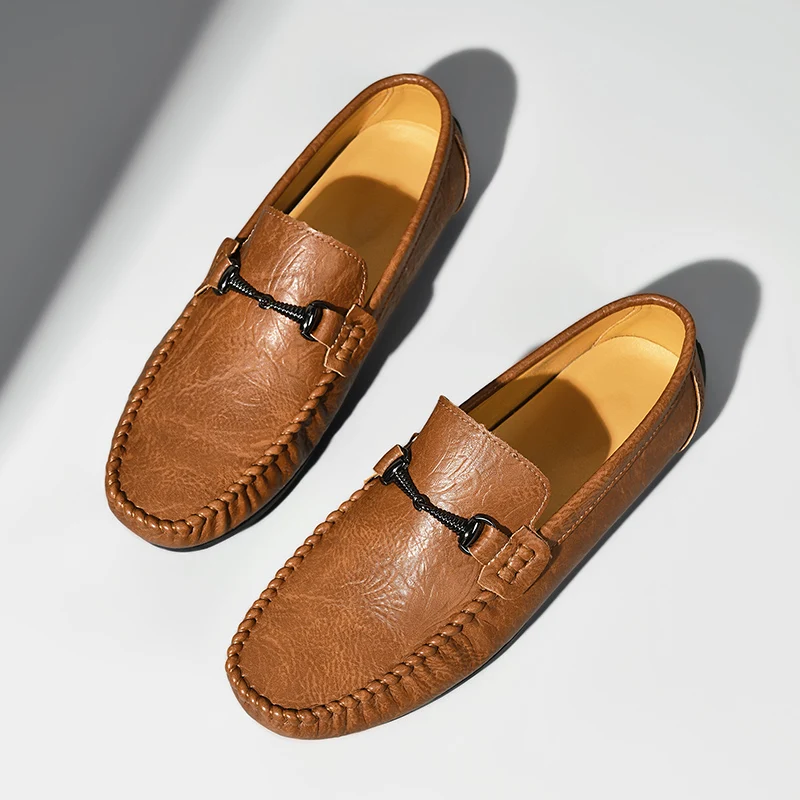 

High Quality Leather Men Casual Shoes Comfortable Light Man Loafers Formal New Dress Shoes Breathable Slip on Male Driving Shoes