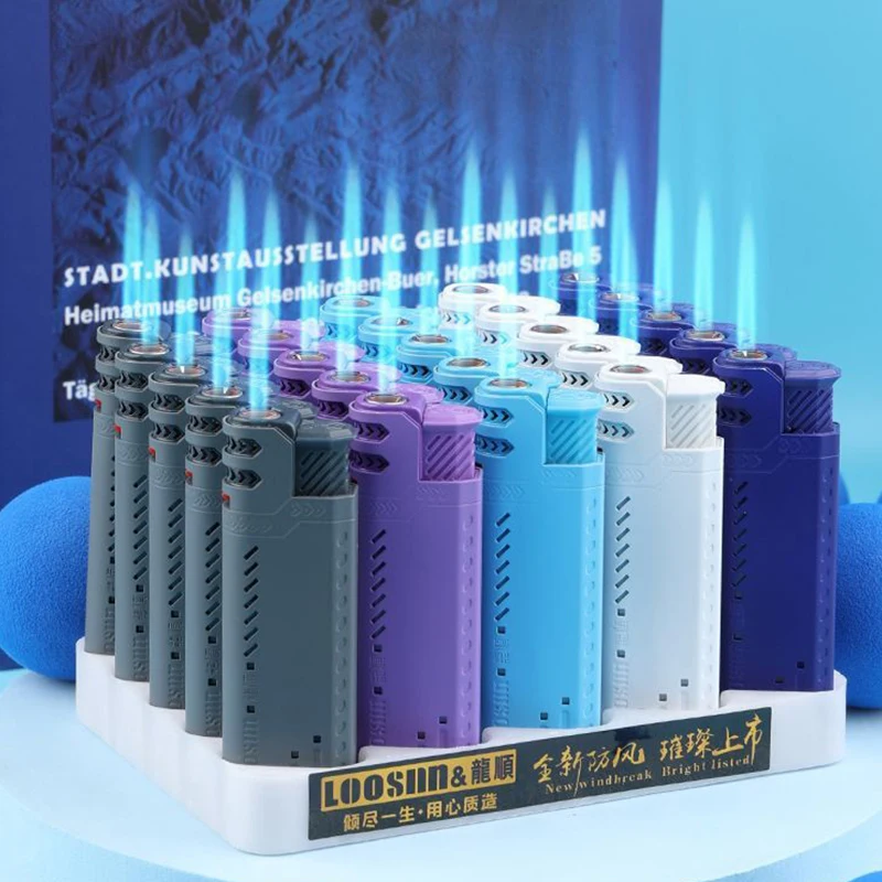 Windproof Metal Blue Flame Lighter Straight Into The Creative Advertising Custom Supermarket Wholesale Cigarette Lighter Gift