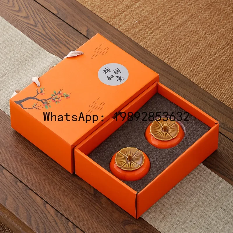 

V5.11 Persimmon Ruyi tea jar ceramic happy candy jar persimmon candy wedding gift