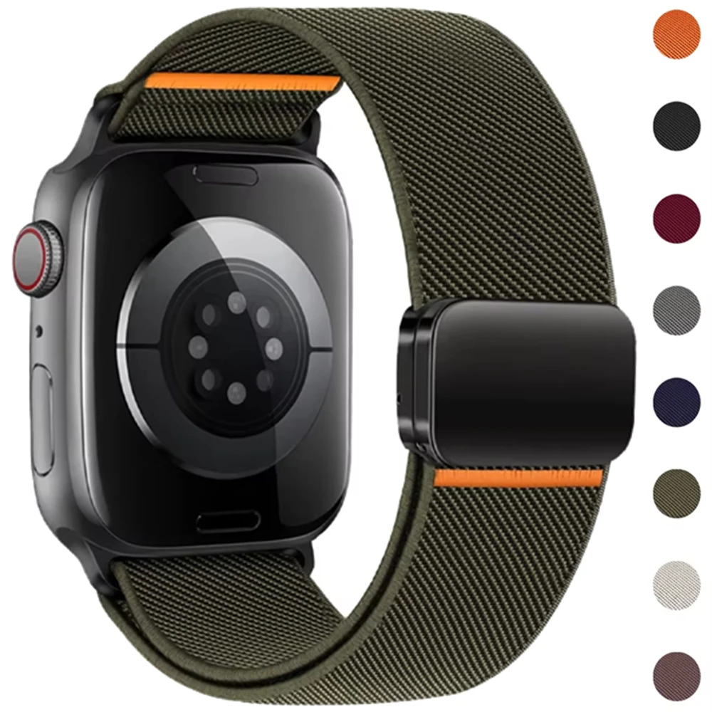 

Нейлоновый ремешок-петля для Apple Watch Band 46 мм, 40 мм, 44 мм, 45 мм, 42 мм, 41 мм, магнитный ремень-браслет для IWatch Ultra 49 мм 8/9/7/6/SE/5/4
