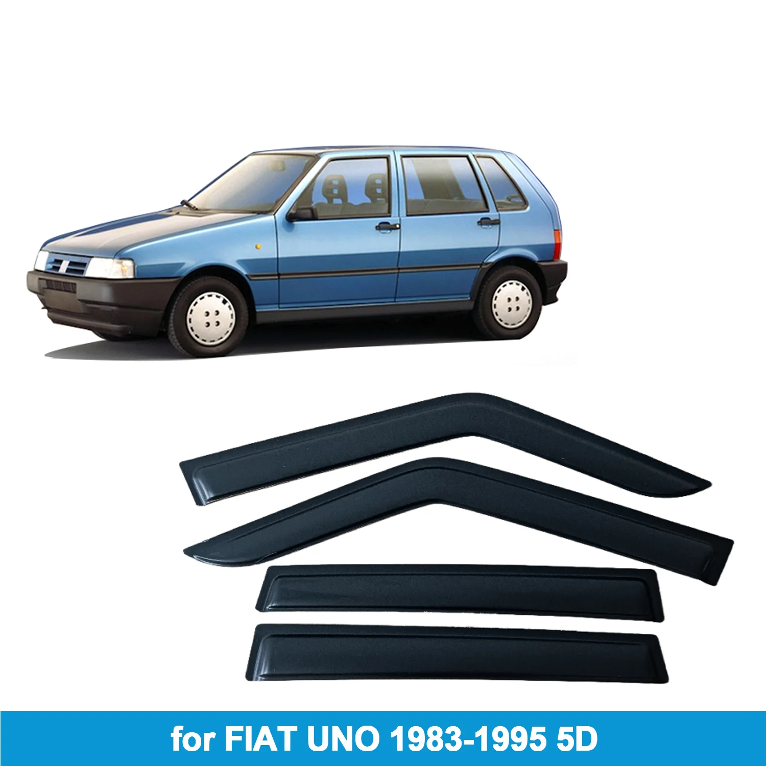 

Window Visor for FIAT UNO 1983-1995 5DOOR Rain Guard Side Vent Deflector Weathershield Outside-Mount Tape On
