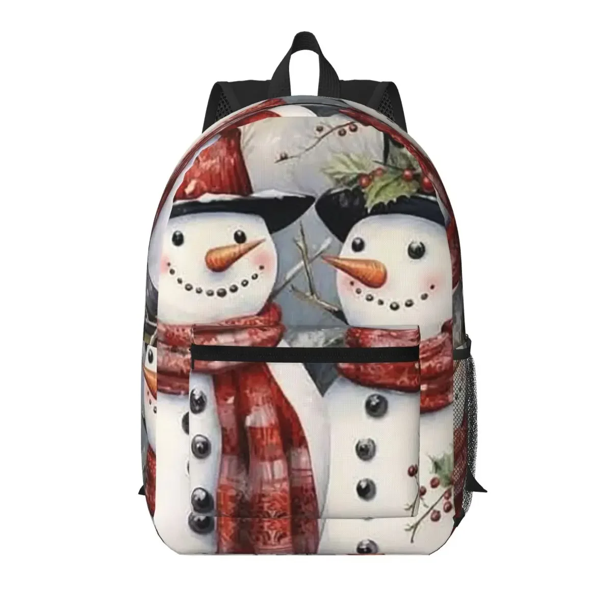 Festive Snowman Christmas Student Backpack School Bag Hiking Travel Daypack for Boys Girls Bookbag Shoulder Bags
