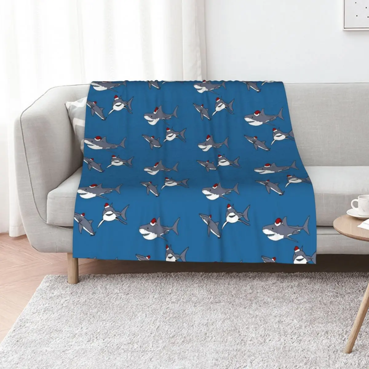 Christmas Sharks Throw Blanket Decoratives christmas gifts Custom Decorative Beds Personalized Gift Decorative Sofa Blankets