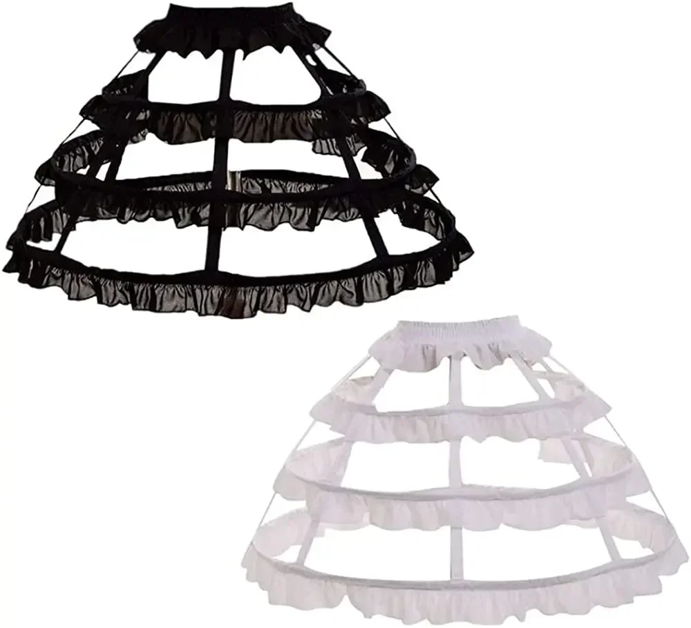 

3 Hoops Ruffle Rockabilly Crinoline Lolita Short Petticoat Ball Gown Cosplay Underskirt Pannier Petticoat