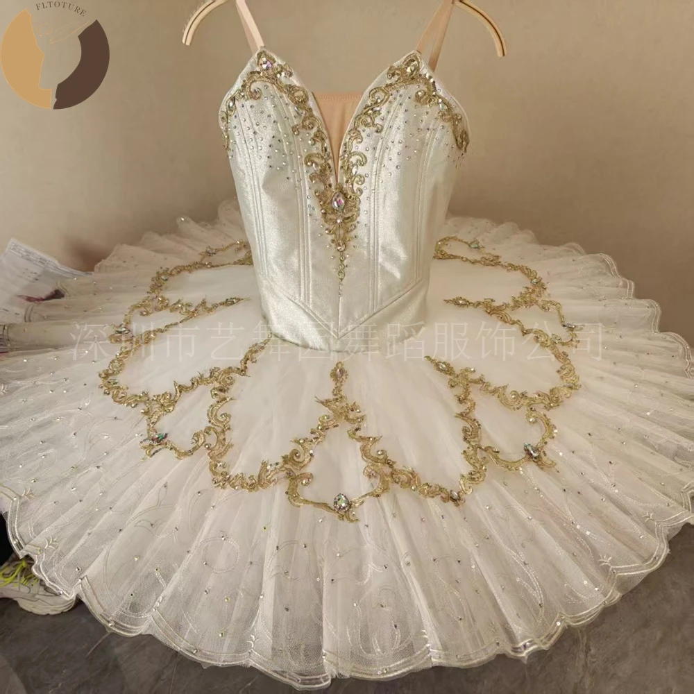 

FLTOTURE классическая белая блинная юбка-пачка для взрослых и детей, балетные вариации, костюмы Спящей красавицы для балерины