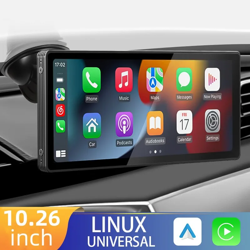

10.26” Portable CarPlay Android Auto Car Radio Multimedia Video Player Touch Screen With Remote Control Rearview Camera