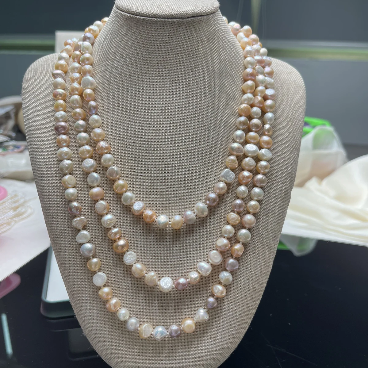 Natural Freshwater Baroque Pearl Necklace Colors Exquisite Long Necklace For Women Jewelry Pearl Multi-layer Sweater Chains Gift