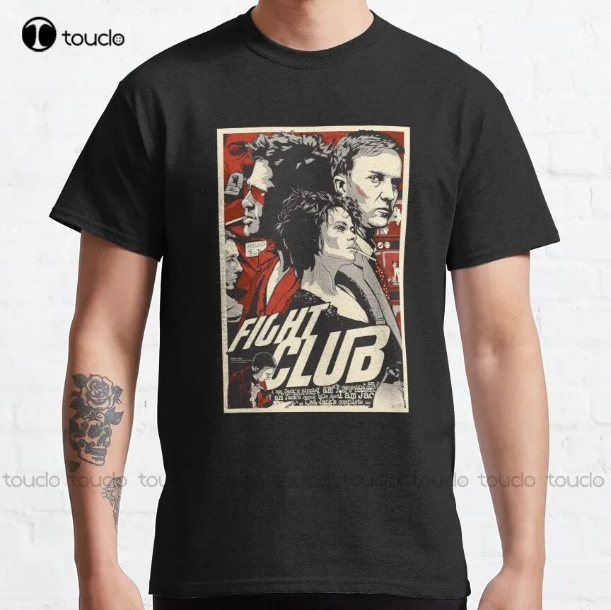 Fight Club tarantino brad pitt movie cinema Classic T-Shirt funny shirts Custom aldult Teen unisex digital printing xs-5xl