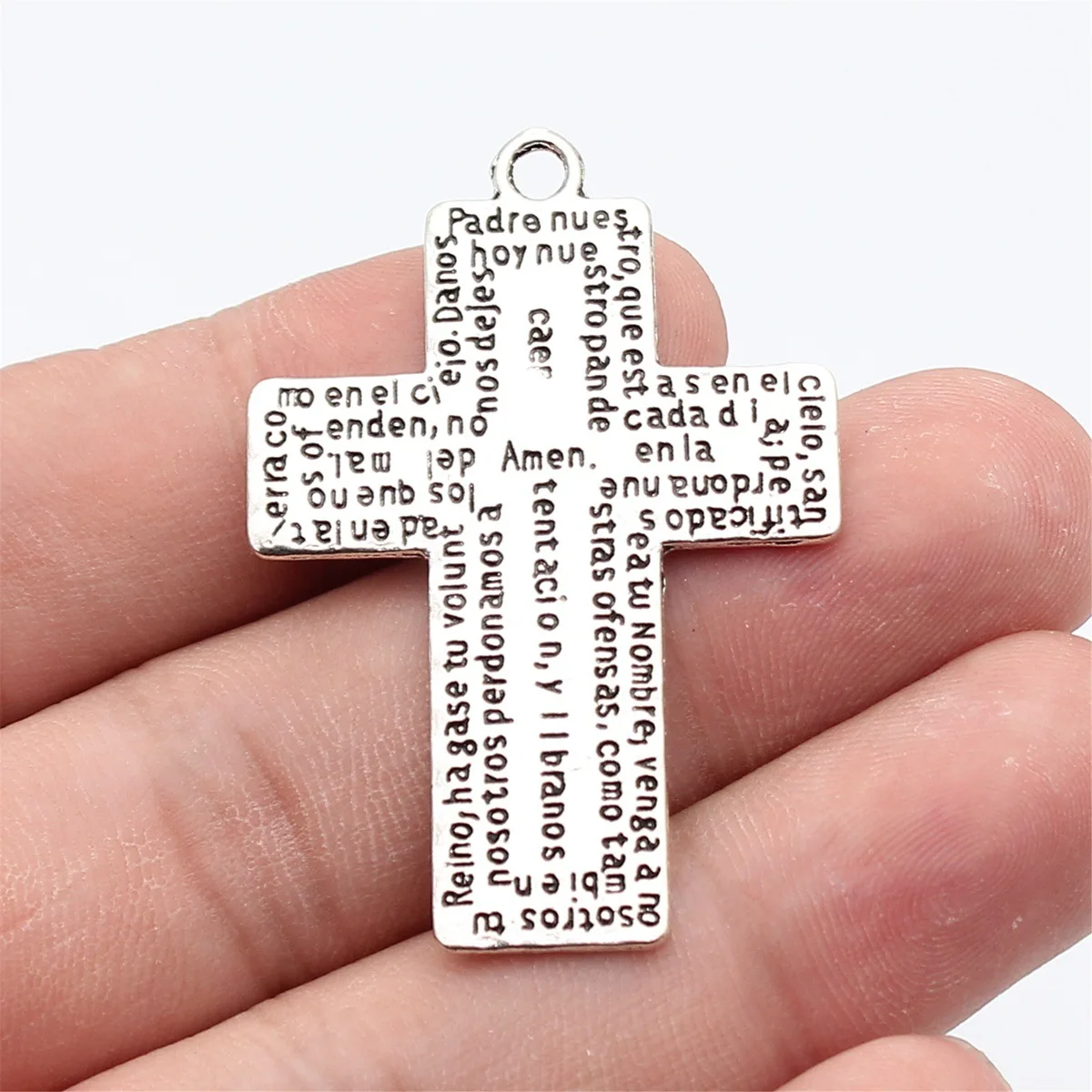 2pcs 49x33mm Antique Silver Color Double-Sided Bible Scripture Cross Pendant Jewelry Accessories Bulk