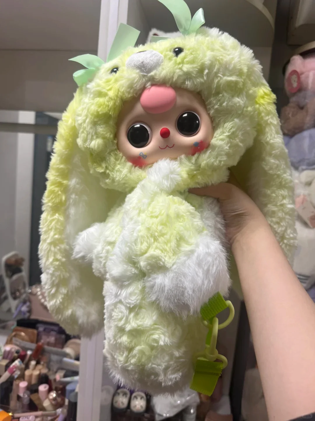 Spot bebê três 400% grande abraço mochila do bebê caixa cega menina coração boneca bonito pequeno coelho boneca menina crianças presentes surpresa