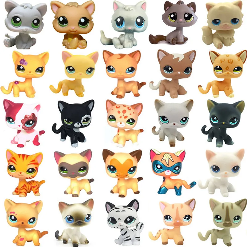 

Littlest Pet Shop Cat Figures Cute Big Eye Mini Collectible Kitten Figurines Desktop Decor Kids Toy Gift For Animal Collectors