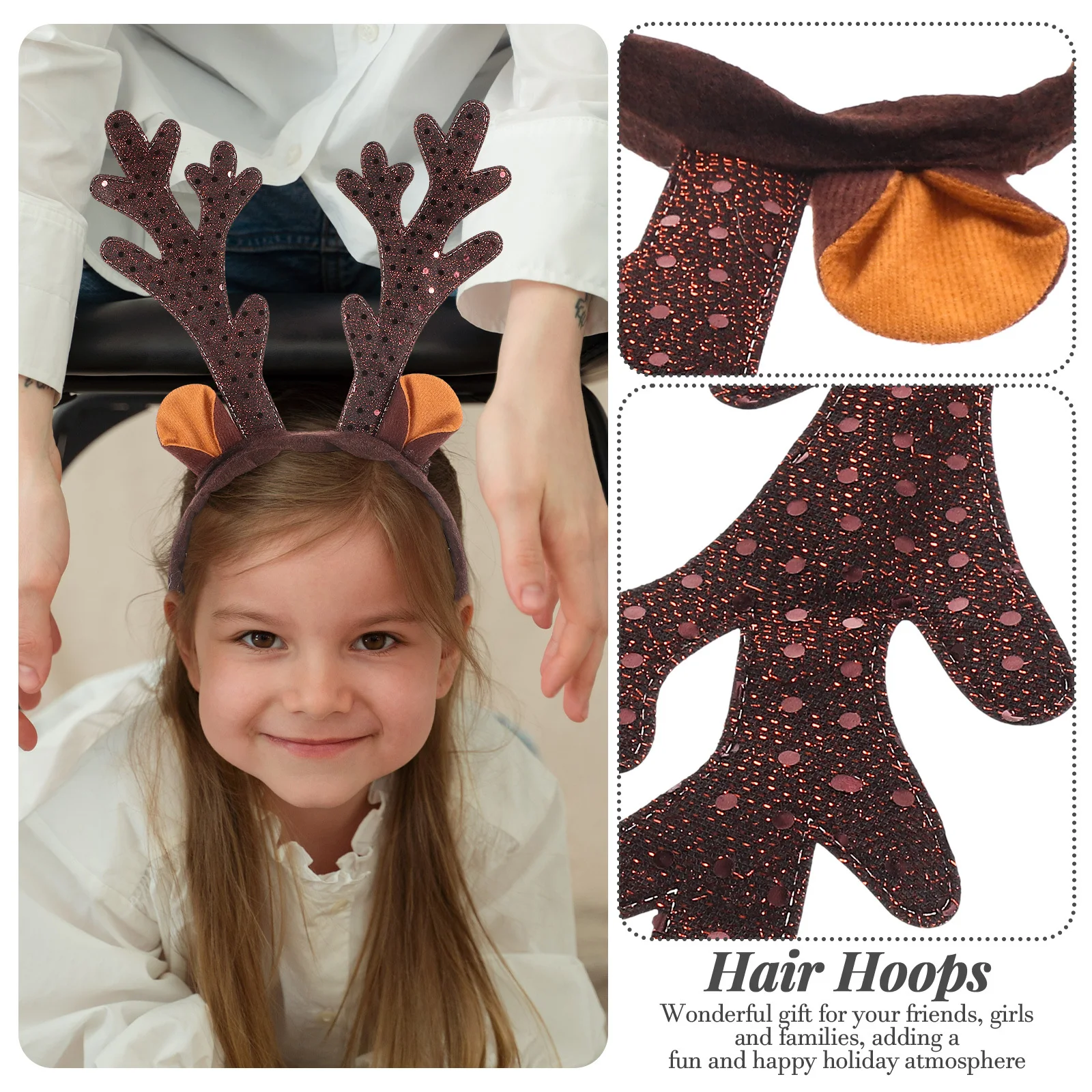 

3 шт., рождественская повязка для волос с рогами оленя, рождественские декоративные головные уборы, аксессуары для костюмов для вечеринки, праздничные принадлежности, рождественские обручи для волос с рогами