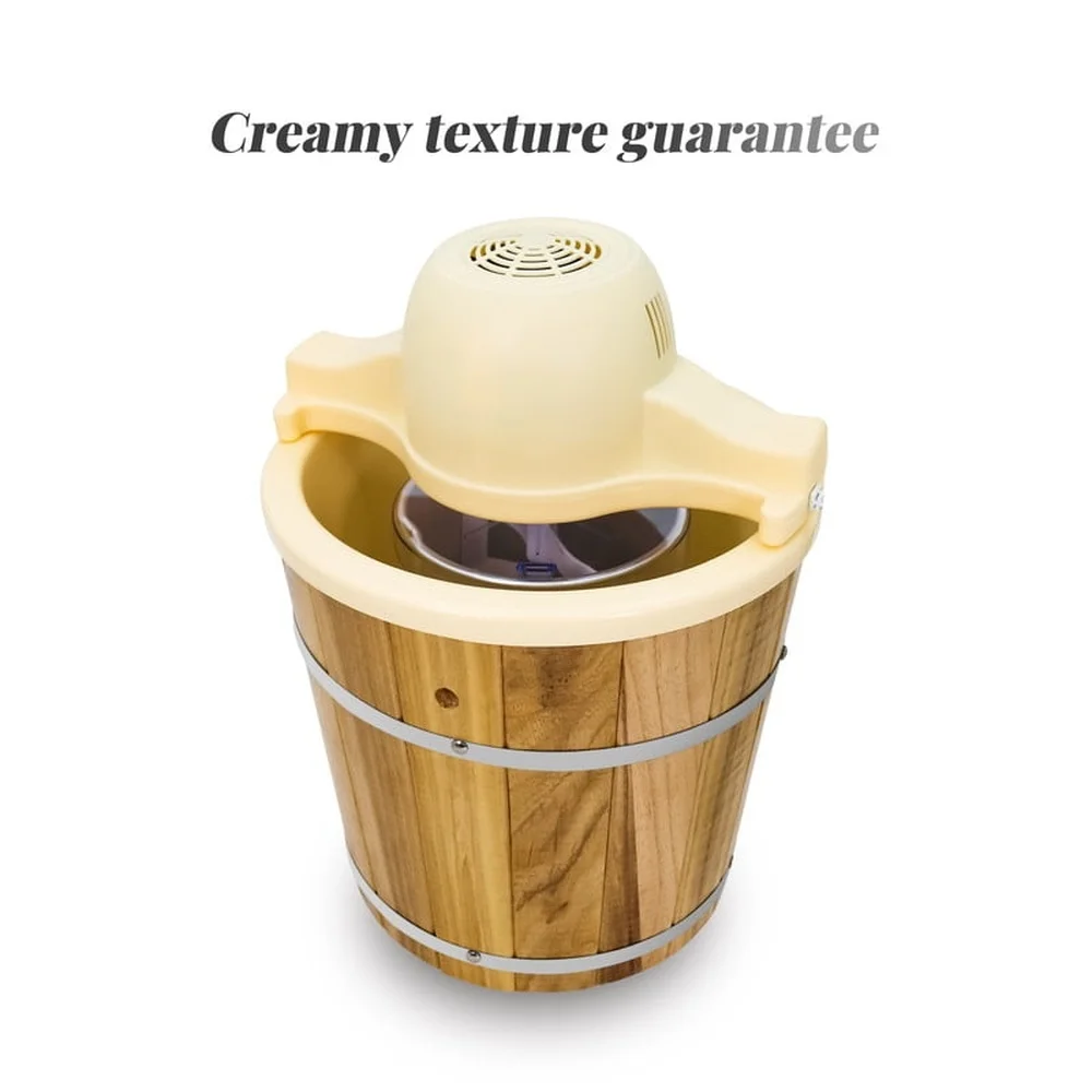 Máquina elétrica de sorvete, balde de pinho de 4qt, guloseimas caseiras, consistência suave, frequência rápida, pá de motor, fácil limpeza, festas para churrasco