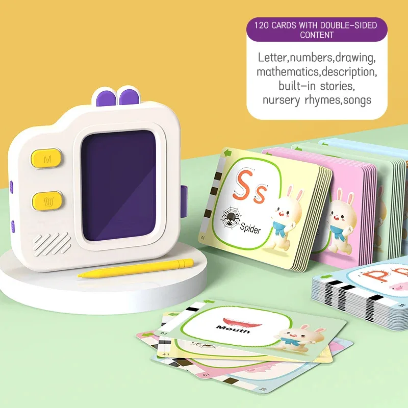 Interactief woordenschat schetsblok leerspeelgoed met willekeurige kleurknoppen, stylus en interactief scherm (batterijen niet inbegrepen)