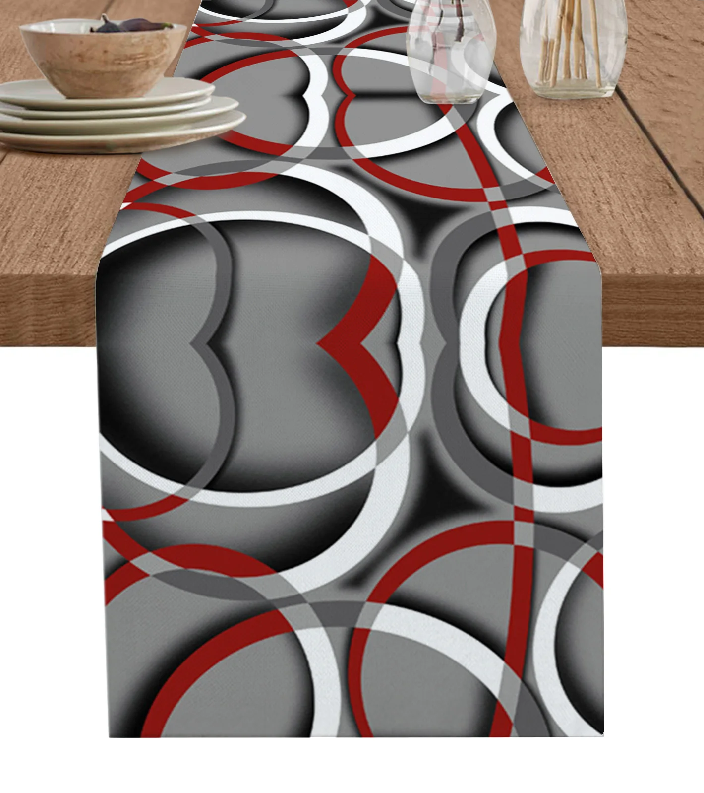 Geometric Circle Mottled Modern Art Red Table Runner Decoration Home Decor Dinner Table Decoration Table Decor