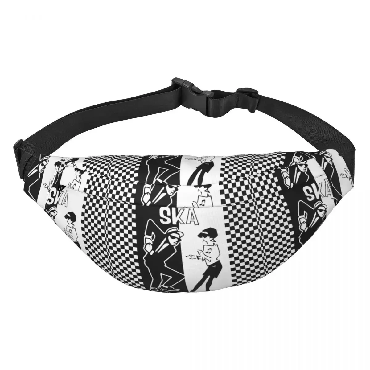 Pochete Ska Checkers de dois tons, feminina, masculina, personalizada, onda, crossbody, cintura, para ciclismo, acampamento, telefone, bolsa de dinheiro