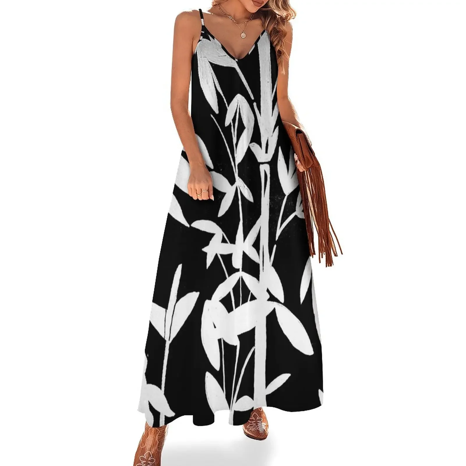 

Black and White Bamboo, Two Color Design, Minimalist, Modern by Christie Olstad Sleeveless Dress summer dresses ladies 2024