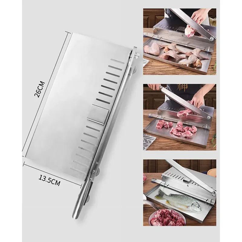 New Commercial Frozen Meat Slicer Manual Stainless Steel Food Cutter Slicing Machine Bone Meat Cutter Chicken Fish Cutting