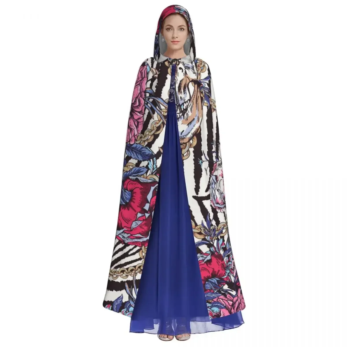 Adulto vampiro capa com capuz robe dia dos mortos vintage glamourosa ilustração halloween comprimento total cosplay