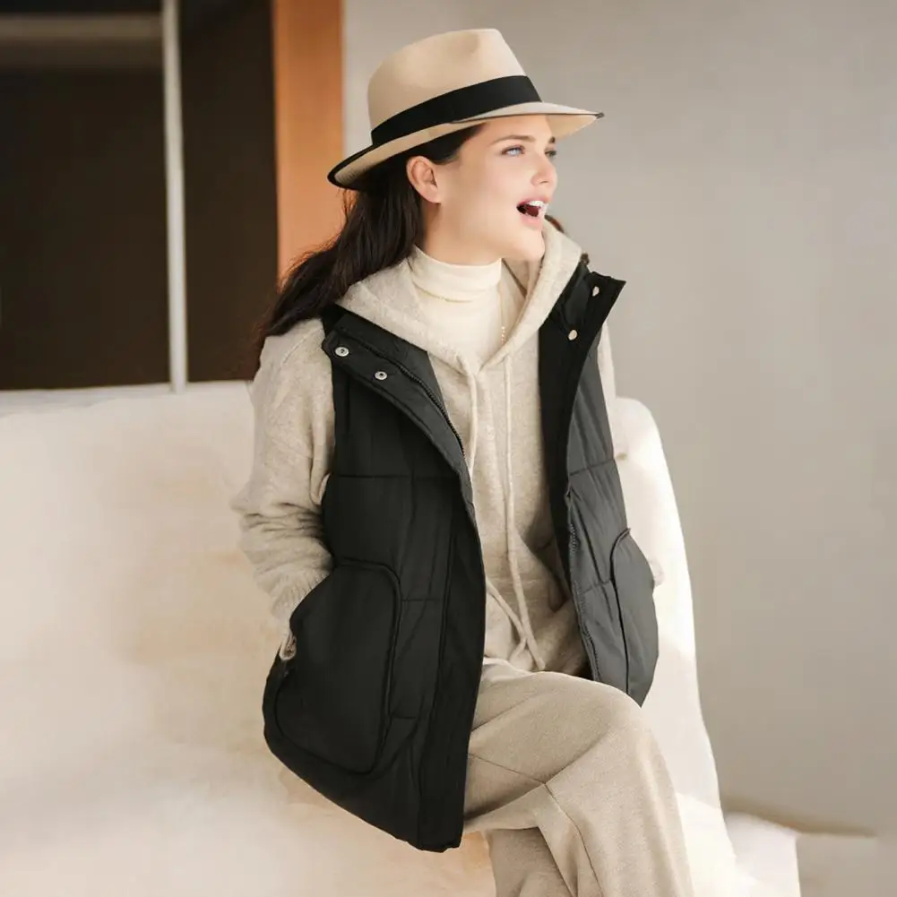 

Lightweight Cotton Vest for Women Winter Women's Hooded Puffer Vest with Zip Up Closure Stand Collar Casual Sleeveless for Warm